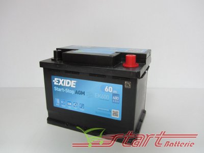 Exide EK600 12V 60Ah 680A AGM Start&Stop